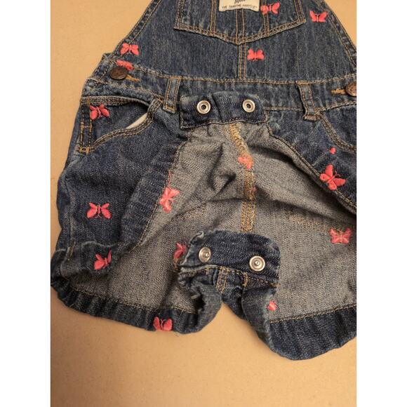 OshKosh B'gosh Rolled Embroidered Butterfly Denim Shortall 24 Months 100% Cotton - Picture 6 of 7